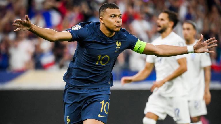 Kylian Mbappé celebra el gol de la victoria sobre Grecia