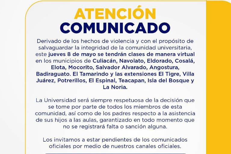 Define UAS clases virtuales en nueve municipios de Sinaloa por violencia