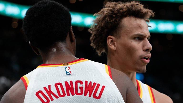 Onyeka Okongwu fue el héroe para los Hawks en Boston.