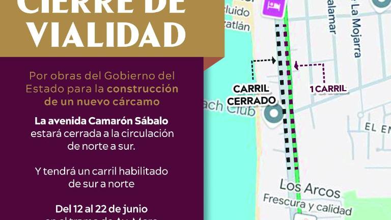 El corte vial iniciará en punto de las 08:00 de la mañana del jueves 12 de junio.