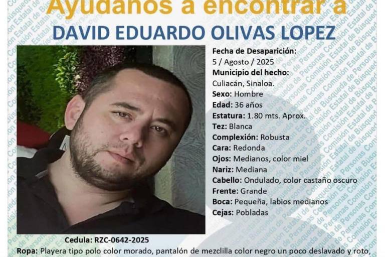 Buscan a David Eduardo, desaparecido en Culiacán