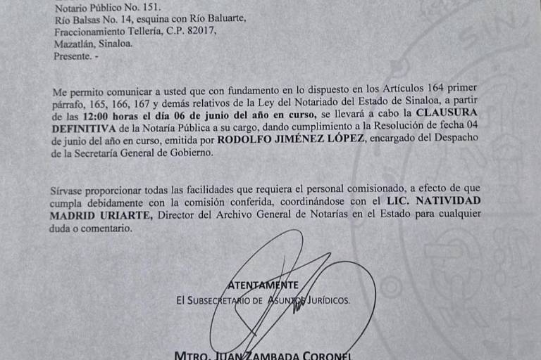 Retiran permiso a notario público de Mazatlán por certificar escrituras falsas
