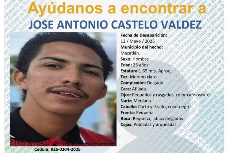 Buscan a José Antonio, desaparecido desde mayo en Mazatlán