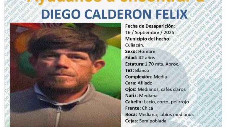 Diego Calderón fue visto por última vez en el Fraccionamiento Santa Rocío, Culiacán.