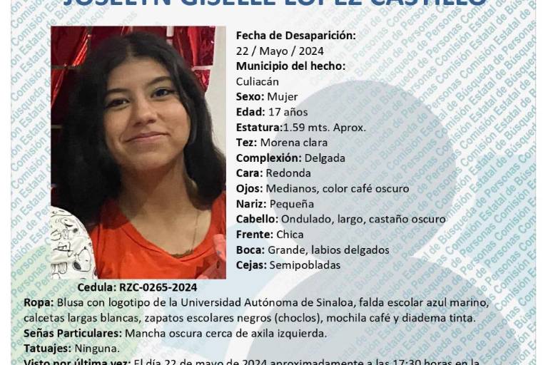 Reportan como desaparecida a Joselyn, estudiante de la UAS en Culiacán