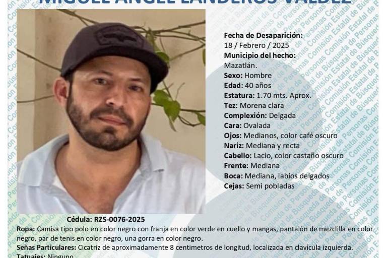 Desaparece Miguel Ángel Landeros en Mazatlán