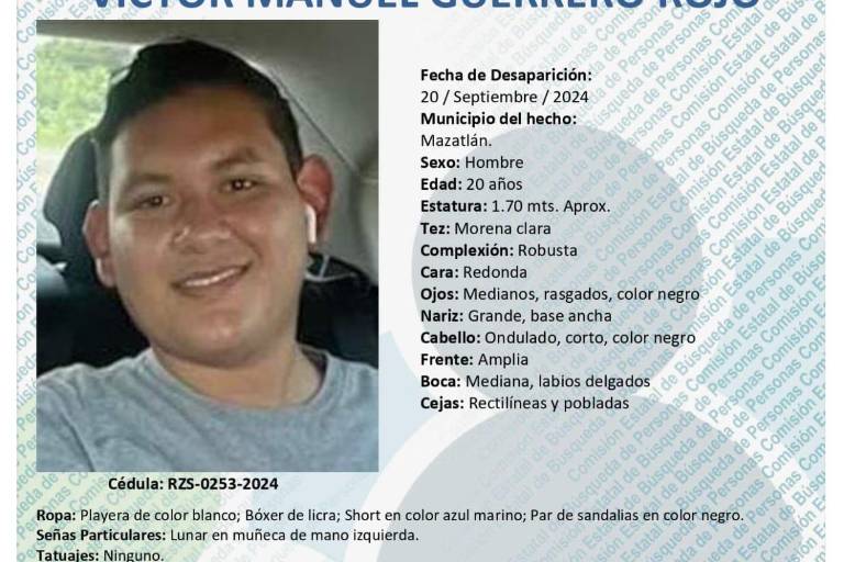 Desaparece Víctor Manuel en Mazatlán; es sobrino del director del Observatorio Ciudadano