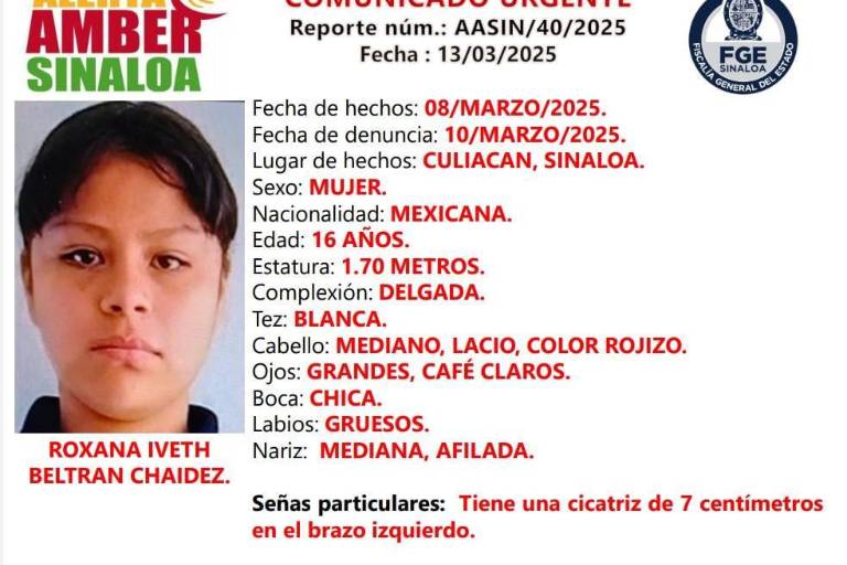 Roxana Iveth se encuentra desaparecida desde el 8 de marzo