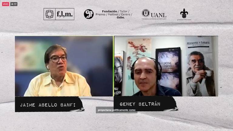 Jaime Abello Banfi y Geney Beltrán, durante la charla que se transmitió a través de redes sociales.