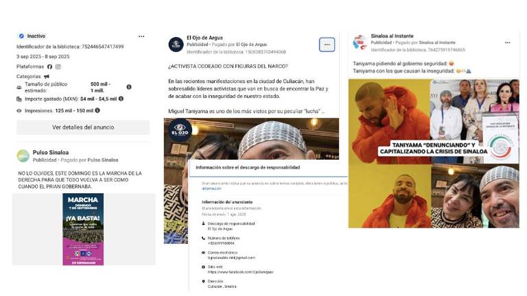 Algunas de las campañas emprendidas en contra de Miguel Taniyama.