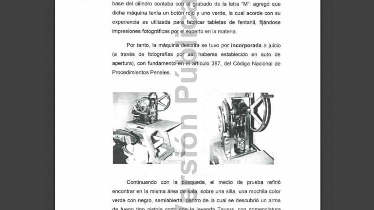 Una de las máquinas para hacer pastillas de fentanilo aseguradas en Culiacán.