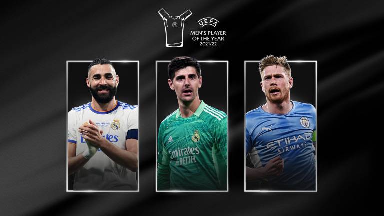 Karim Benzema, Thibaut Courtois y Kevin De Bruyne