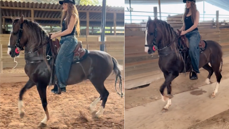 Shakira monta perfectamente bien a caballo.