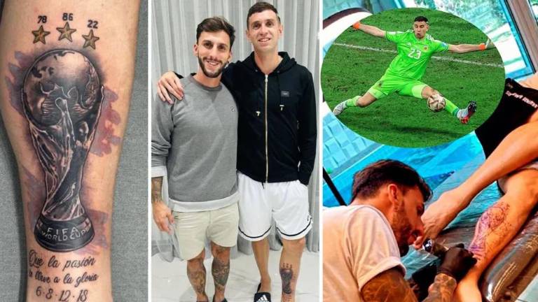 El polémico portero de Argentina, Emiliano “Dibu” Martínez, se tatuó el trofeo de la Copa del Mundo.