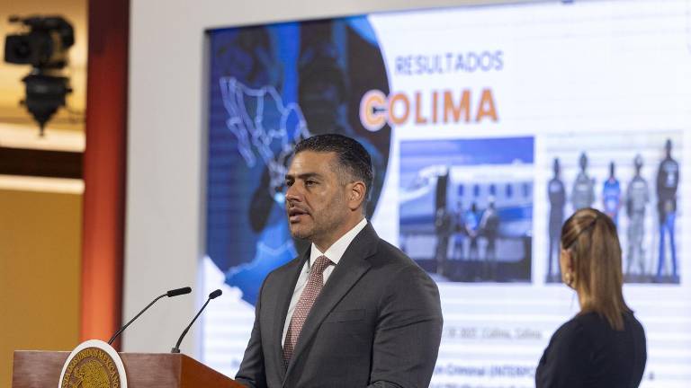 El Secretario de Seguridad Omar García Harfuch en la conferencia matutina.