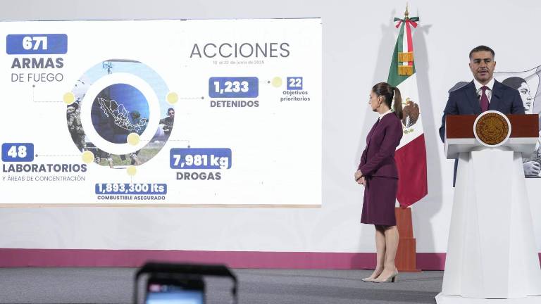 El Secretario de Seguridad Pública, Omar García Harfuch, en una de las conferencias matutinas.