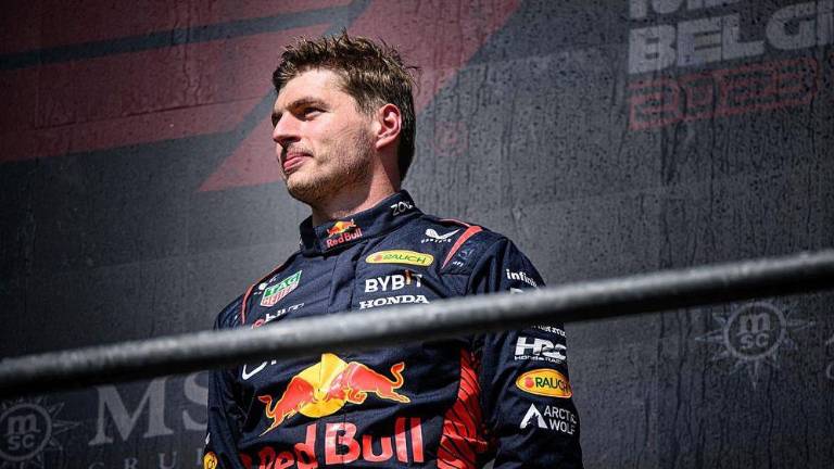 Max Verstappen, en el podio del GP de Arabia Saudita.