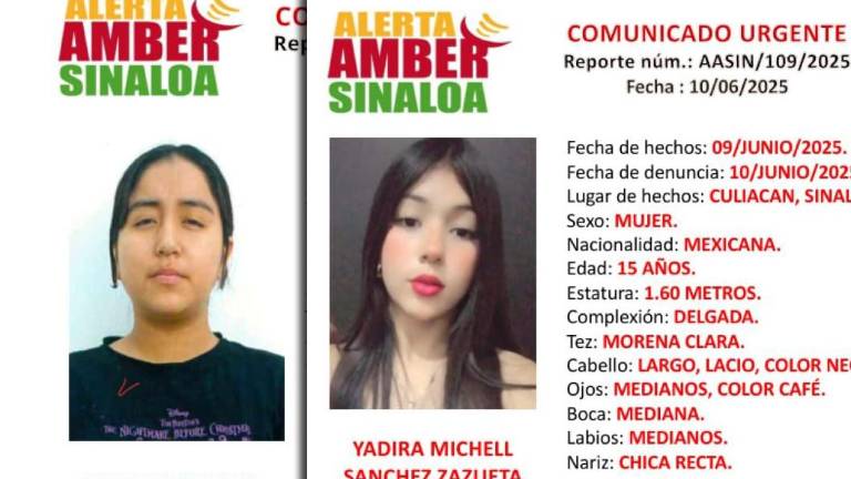 Roxana Jocelyn y Yadira Michell, ambas de 15 años, habían sido reportadas como desaparecidas desde el pasado 9 de junio en Mazatlán y Culiacán.
