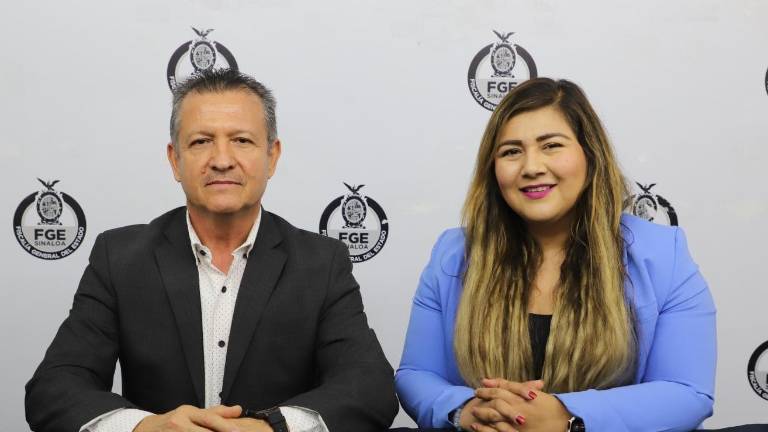 José Luis Leyva Rochín, Fiscal Especializado en Desaparición Forzada de Personas de la FGE y Cindy Isabel Fuentes Gutiérrez, directora General de Investigación Pericial.