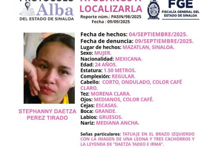 En Mazatlán buscan a Stephanny Daetza
