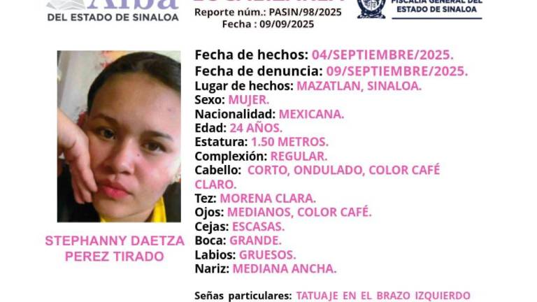 Stephanny Daetza desapareció en la colonia Felipe Ángeles de Mazatlán.