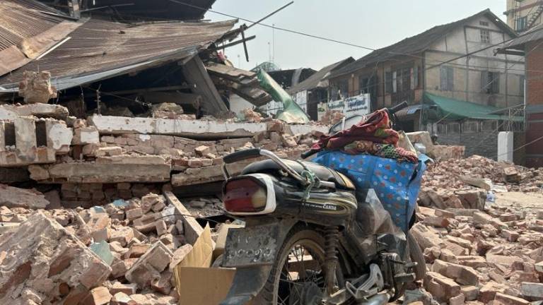 Edificios derrumbados en la región de Mandalay, en el centro de Myanmar, tras el terremoto de magnitud 7,7.