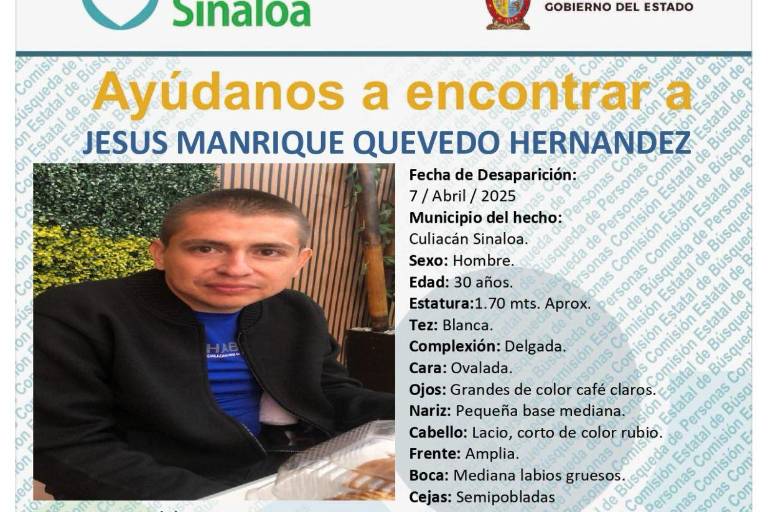 Buscan a Jesús Manrique en Culiacán