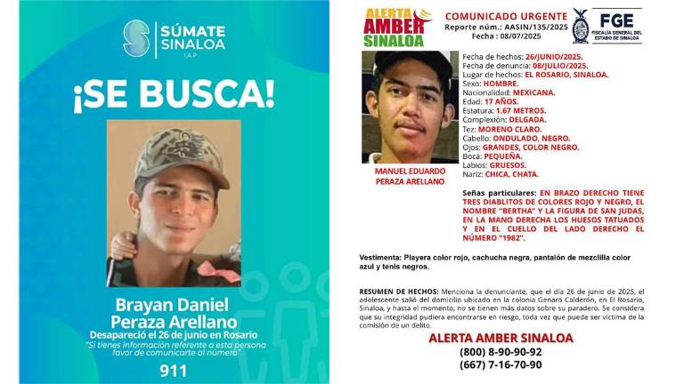 Dos hermanos están reportados como desaparecidos en Rosario desede el 26 de junio.