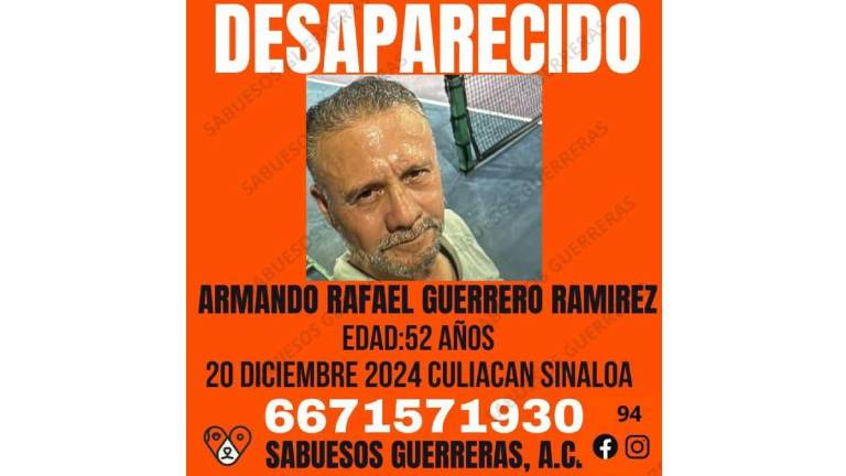 Armando Rafael Guerrero Ramírez fue reportado como desaparecido el 20 de diciembre; este martes se confirmó su muerte.