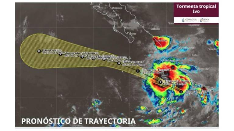 Pronóstico de la tormenta tropical Ivo frente a las costas mexicanas.