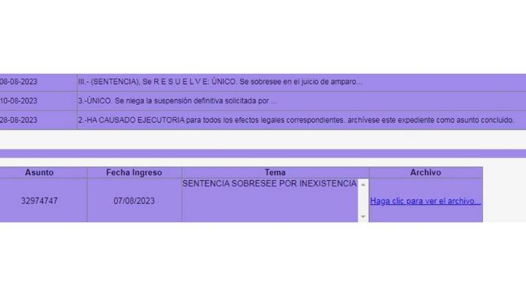 Resolución judicial sobre la soliticud de amparo que presentó una funcionaria de la UAS.
