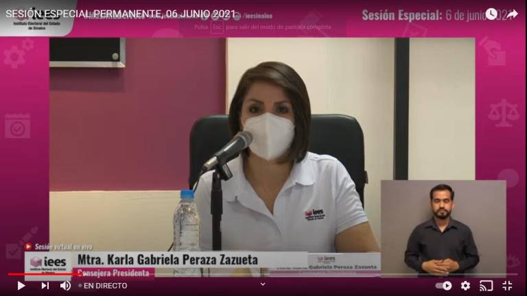 Karla Peraza Zazueta, consejera presidenta del Instituto Electoral del Estado de Sinaloa.