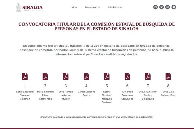 Estos son los 8 perfiles interesados en la Comisión de Búsqueda de Sinaloa