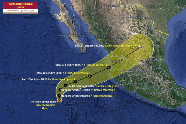 Se agita el Pacífico; tormenta ‘Lidia’ se mueve más hacia Nayarit y ya hay otro posible ciclón cerca de Guerrero