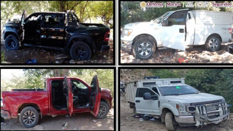 Vehículos localizados abandonados en la sierra de Culiacán.