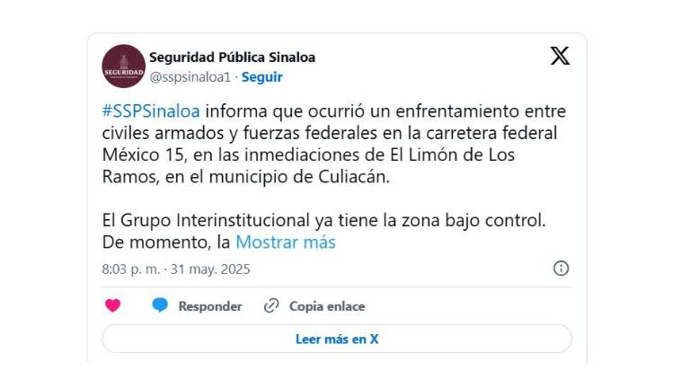 La Secretaría de Seguridad Pública Estatal confirmó los hechos registrados en la carretera México 15, a la altura de Limón de los Ramos.