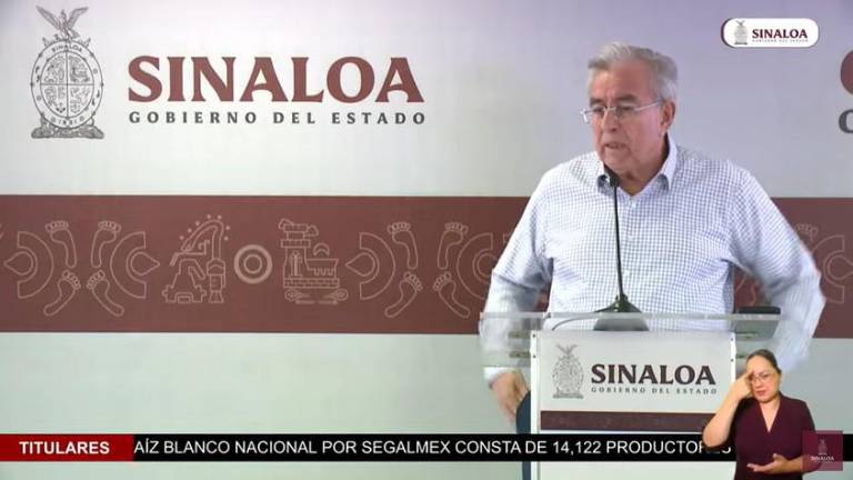 El Gobernador de Sinaloa Rubén Rocha Moya durante la conferencia semanera.