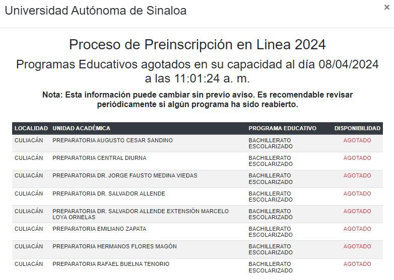 $!Se agotan lugares en la mayoría de preparatorias de la UAS en Culiacán