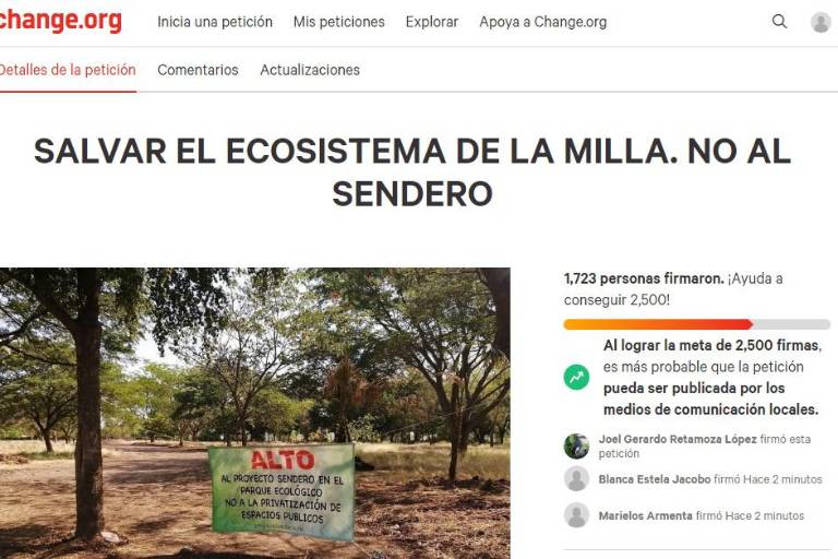 Piden firmas en Change.org para salvar ecosistema ‘La Milla’