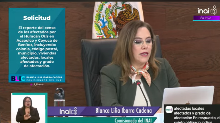 El Pleno del INAI revocó la respuesta de la Secretaría de Bienestar a efecto de que busque la documentación que dé cuenta del censo de los afectados por el huracán Otis.