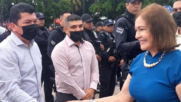 La Fiscal General de Sinaloa, Sara Bruna Quiñonez, en el evento del Día Nacional de Protección Civil.
