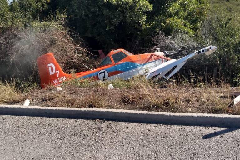 Avioneta fumigadora se desploma en La Cruz, Elota