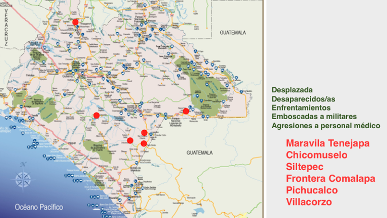 Municipios con agresiones del crimen organizado durante el mes de noviembre de 2023
