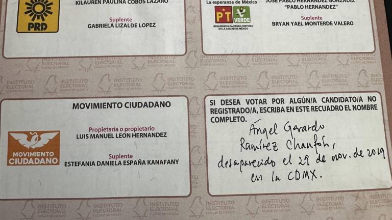 En diversas casillas electorales, este 2 de junio algunos de los votos fueron para personas desaparecidas.