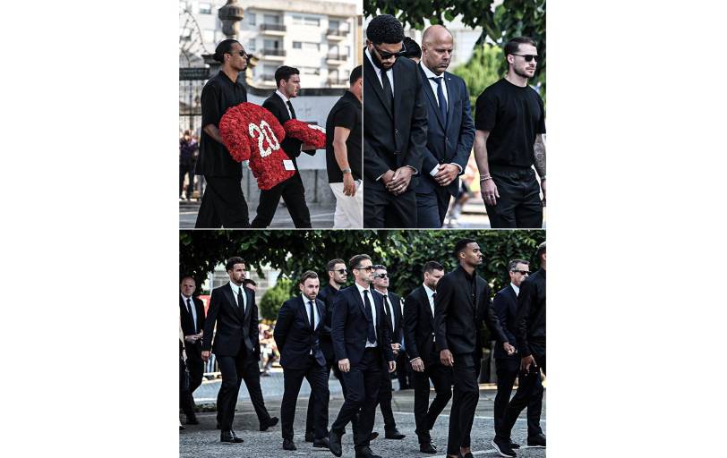 Despiden a Diogo Jota y André Silva en un funeral marcado por el silencio, las flores y el amor eterno