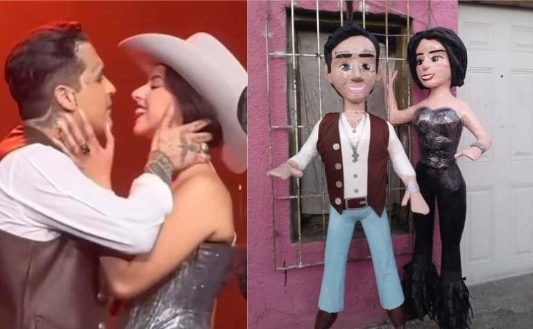 Crean piñatas de Christian Nodal y Ángela Aguilar