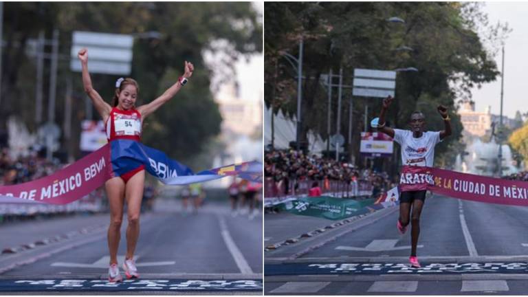 Citlali Cristian Moscote y Robert Gaitho Gititu llegan a la meta.