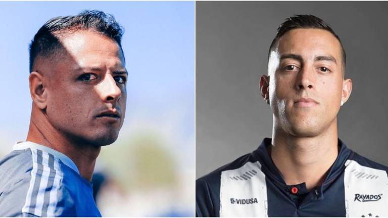 Los delanteros Javier “Chicharito” Hernández, del LA Galaxy estadounidense, y Rogelio Funes Mori, del Monterrey.