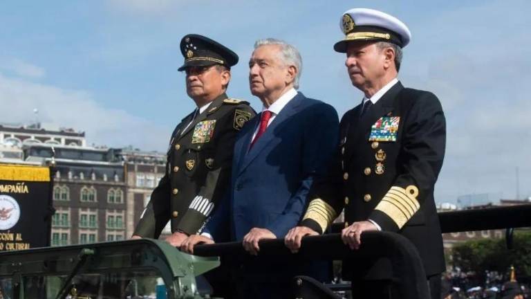 Andrés Manuel López Obrador, Luis Cresencio Sandoval González y Rafael Ojeda Durán.