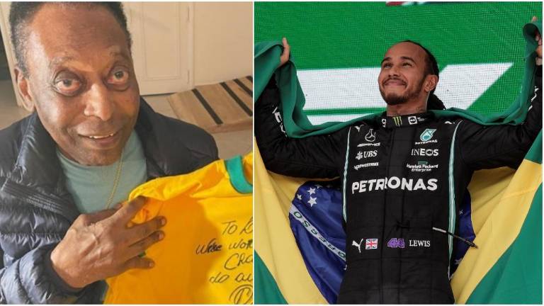 Pelé felicita al británico por su sensacional triunfo de este domingo en Brasil.